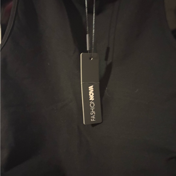 Fashion Nova Black Tank Top with Horizontal Zippers - Picture 3 of 4